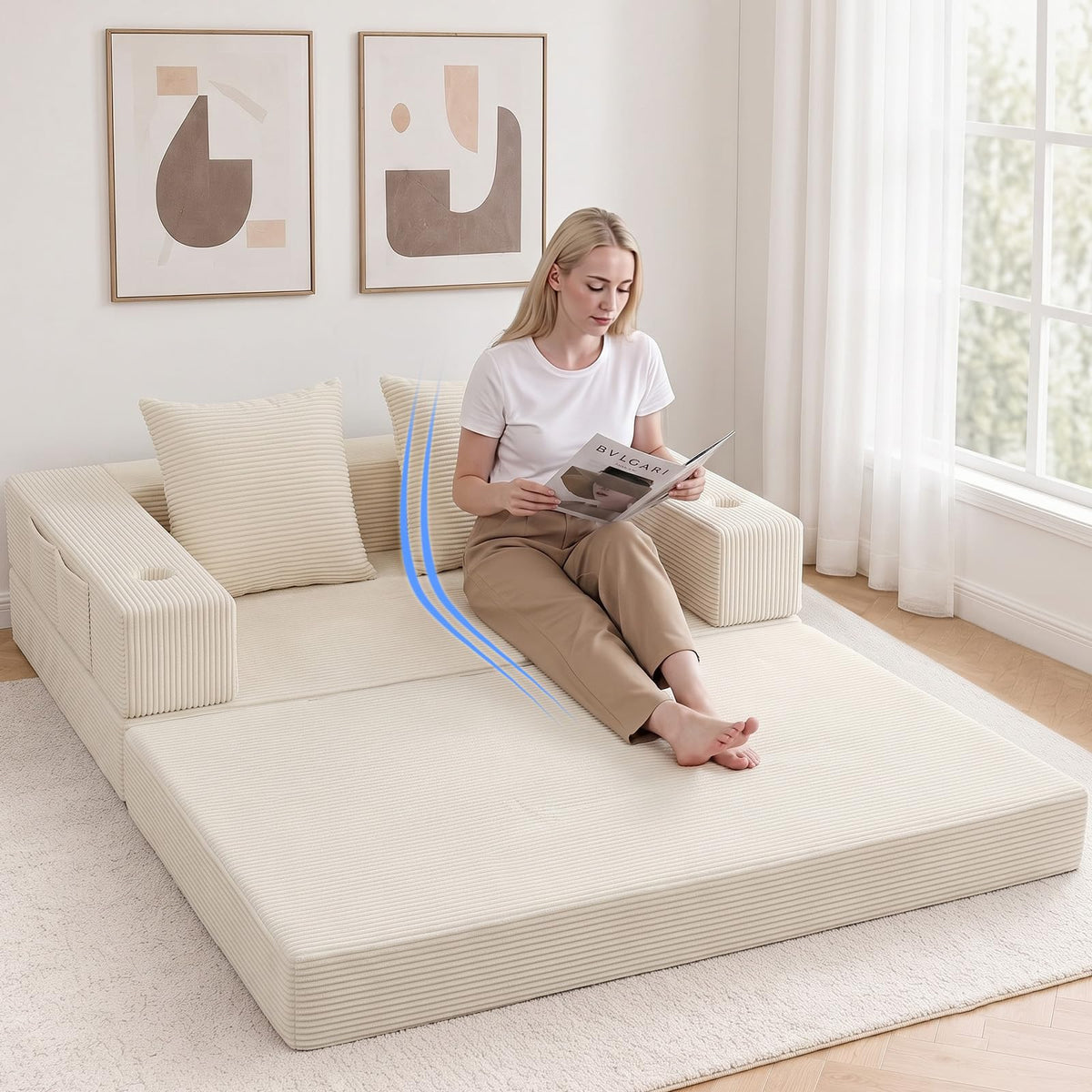 Beige Futon Sofa Bed X744
