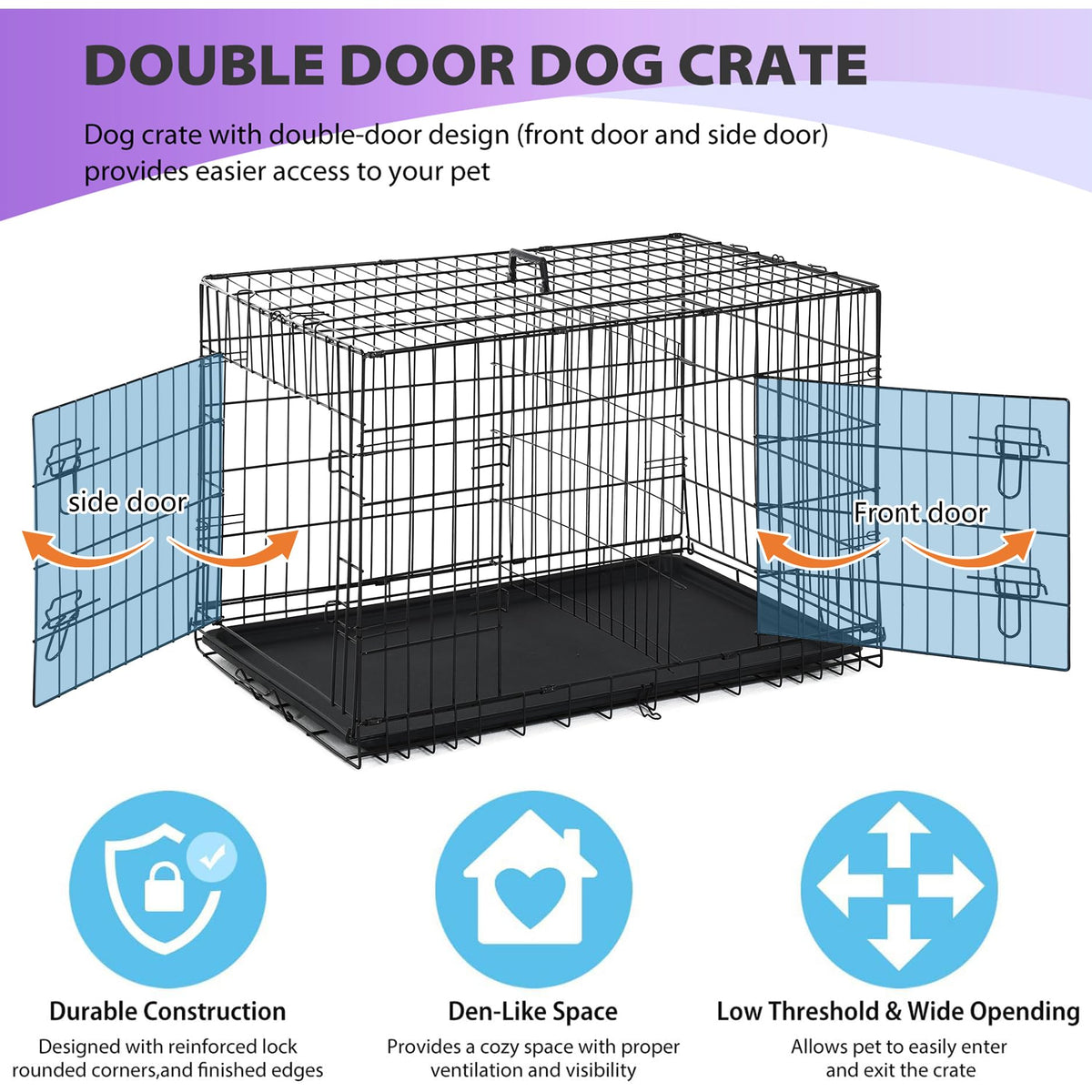 Black Foldable Metal Dog Crate W5890