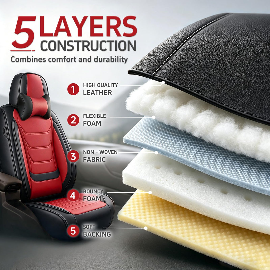 Black Red Seat Covers Full Set C684724
