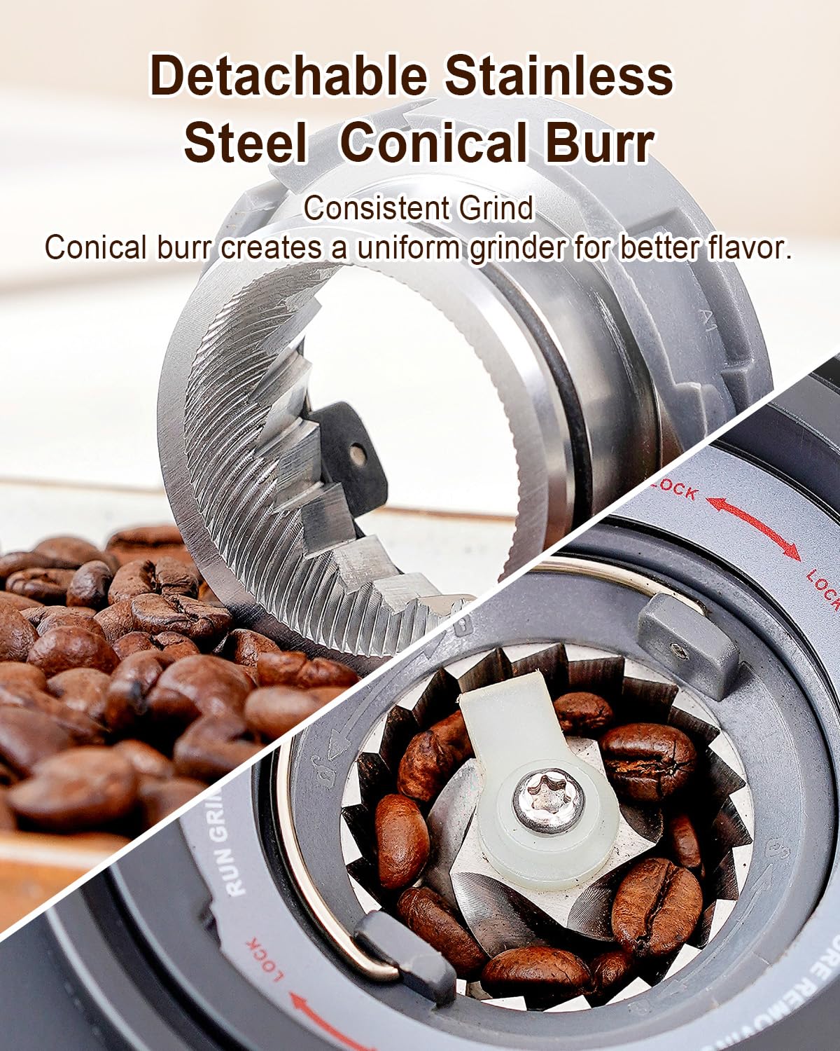 Electric Conical Burr Coffee Grinder with Scale F9655