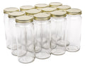 16 Ounce Glass Wide Mouth Canning Jars with Gold Metal Lids, Case of 12 X312350