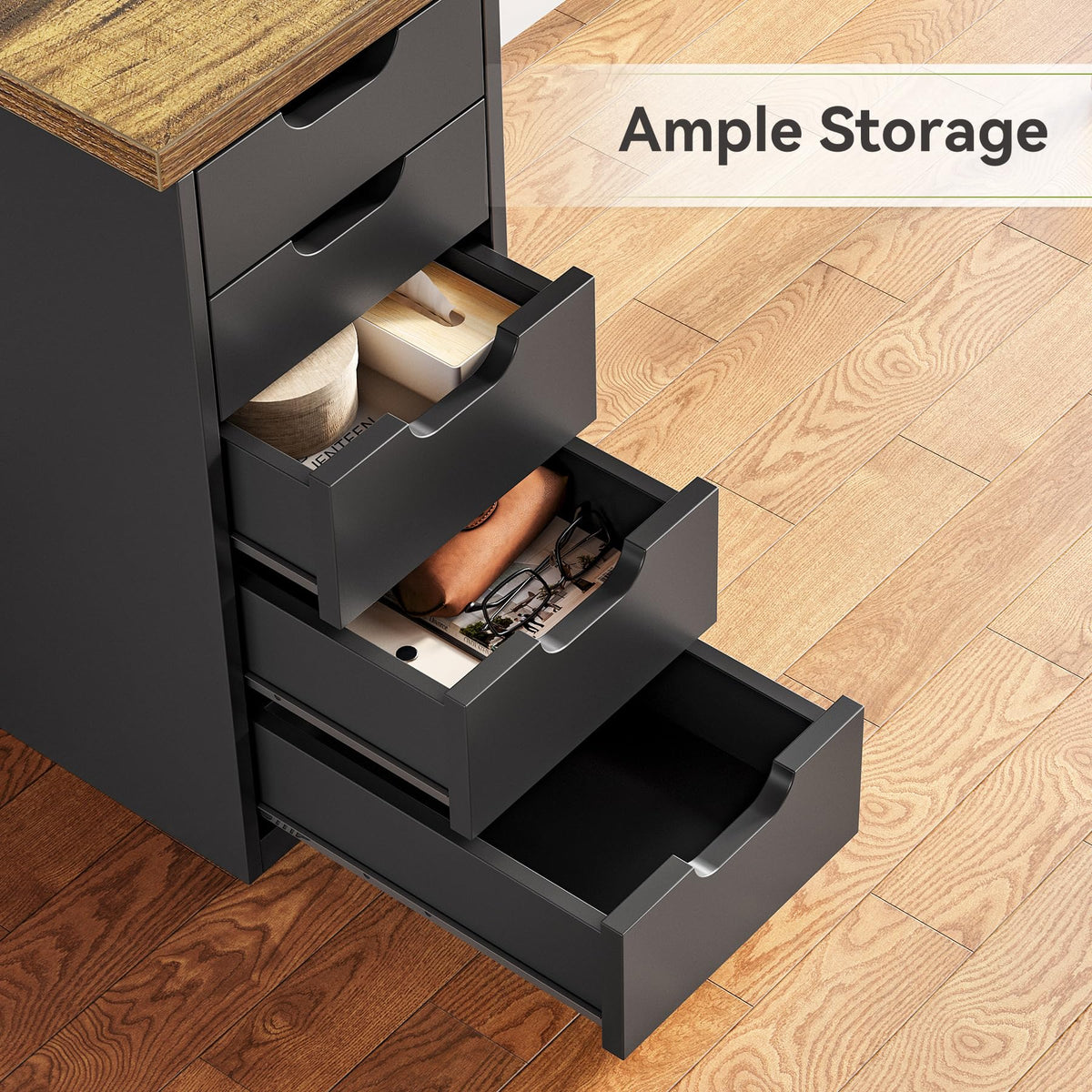 47 Inch Computer Desk with 5 Drawers Metal Frame B5924