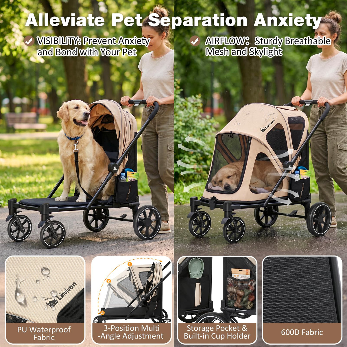 Foldable Dog Stroller with Ramp F4140
