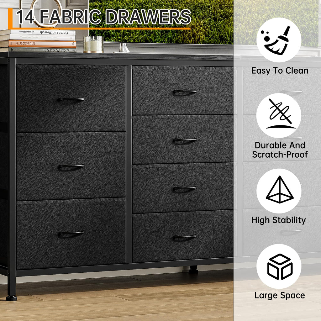 Brown 14 Drawer Fabric Dresser TV Stand R939811