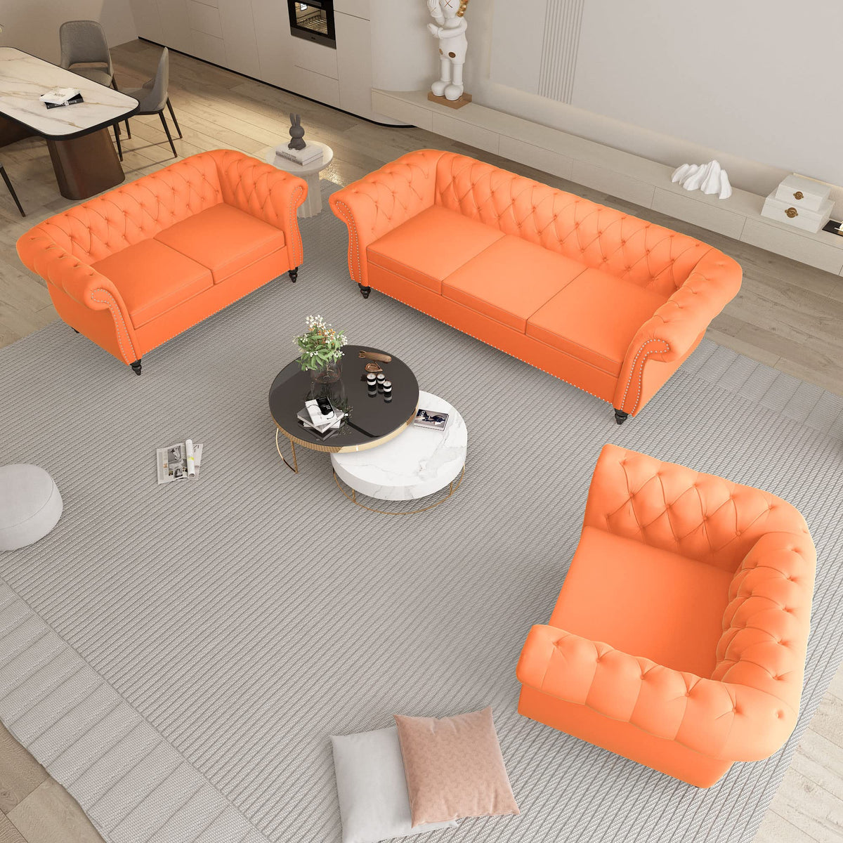 3 Piece Velvet Sectional Sofa Chair Set X208