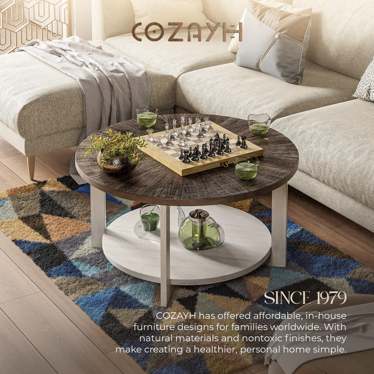Round Farmhouse Coffee Table P1145