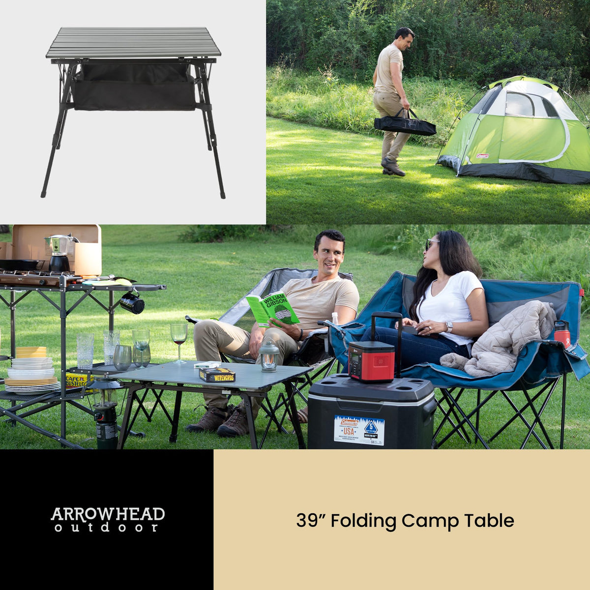 39 in Aluminum Folding Camp Table P848978