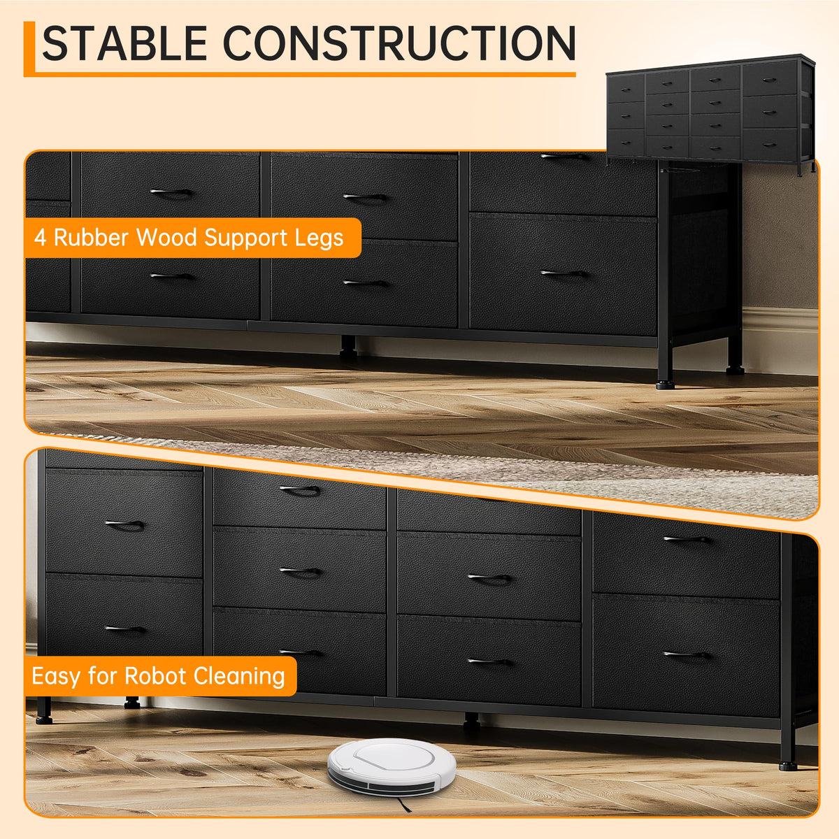 Brown 14 Drawer Fabric Dresser TV Stand R939811