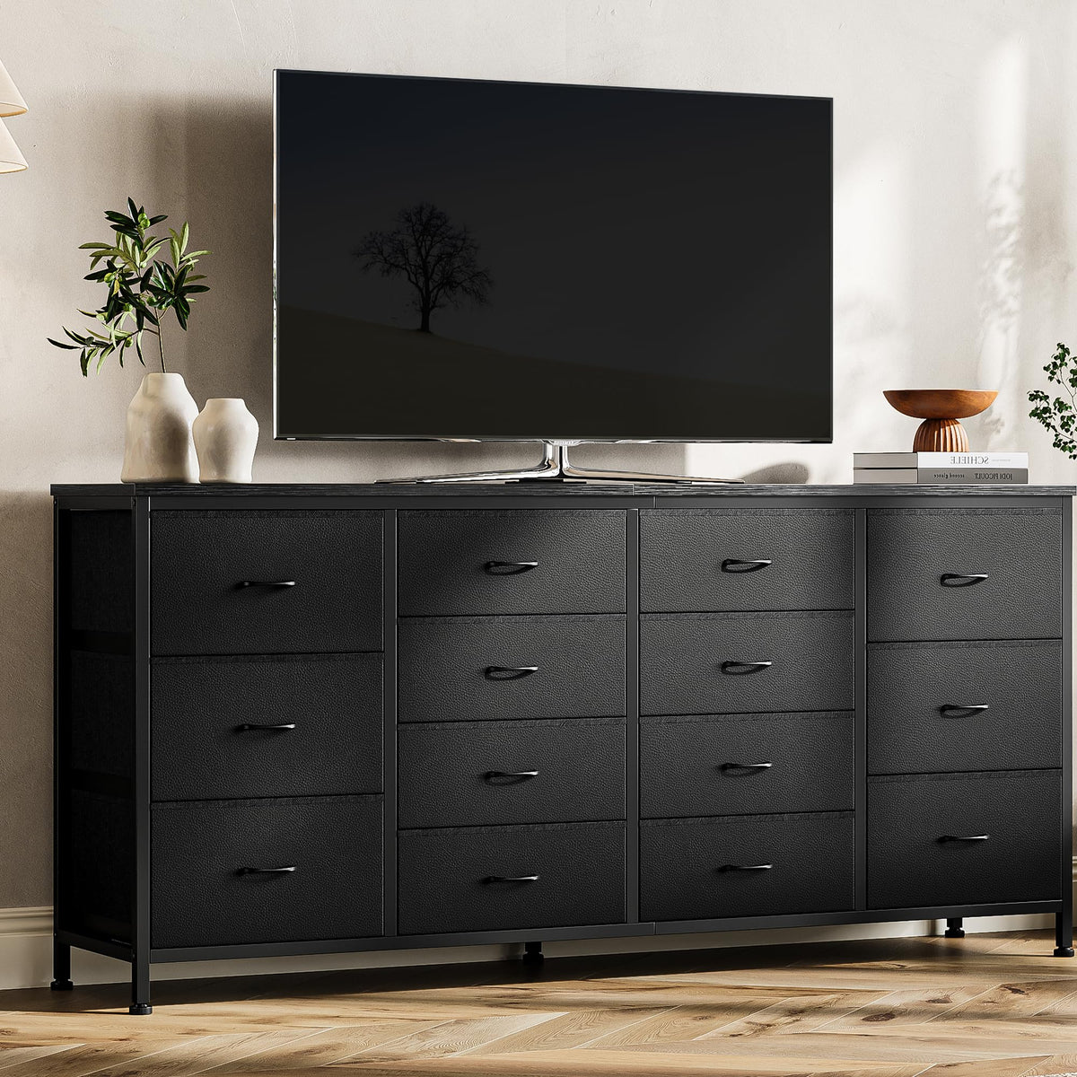 Brown 14 Drawer Fabric Dresser TV Stand R939811