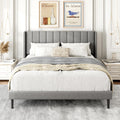 Queen Size Upholstered Platform Bed Frame with Wingback Headboard R39533
