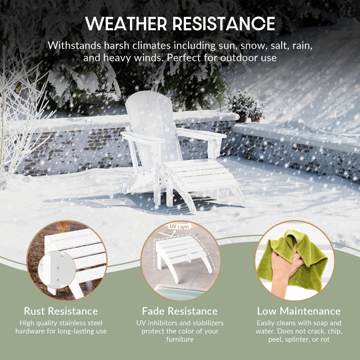 White All Weather Poly Lumber Adirondack Ottoman C793431